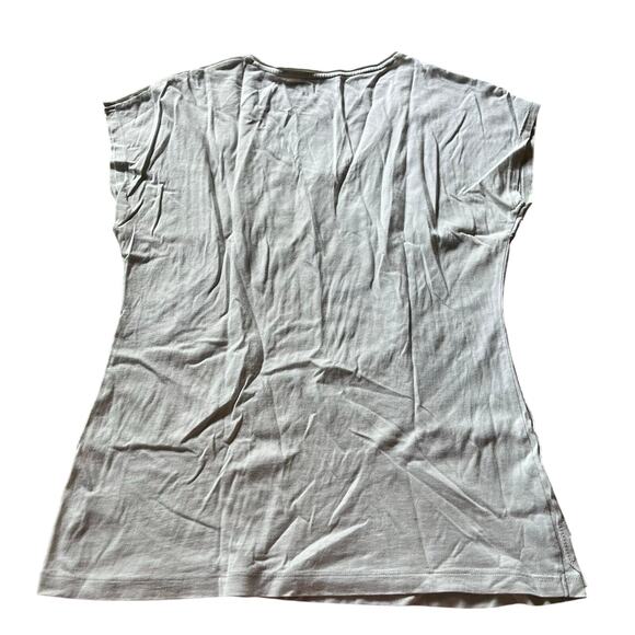 Chicos T Shirt Women's 0 Cream Short Sleeve Textured Rip Torn Distressed - Picture 2 of 6